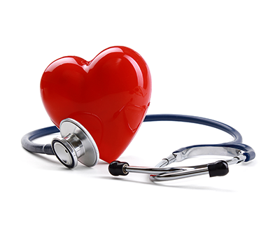 A stethoscope around a heart